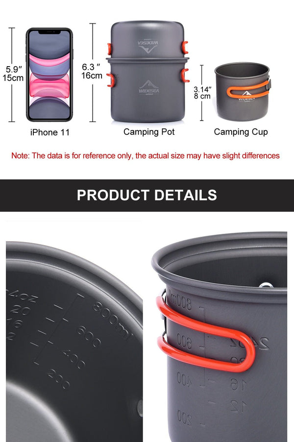 Camping Cookware Set Outdoor Tableware Equipment Supplies Burner Stove Folding Knife Fork Portable Pot Suit Tourism Cup - Vimost Shop