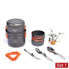 Camping Cookware Set Outdoor Tableware Equipment Supplies Burner Stove Folding Knife Fork Portable Pot Suit Tourism Cup - Vimost Shop