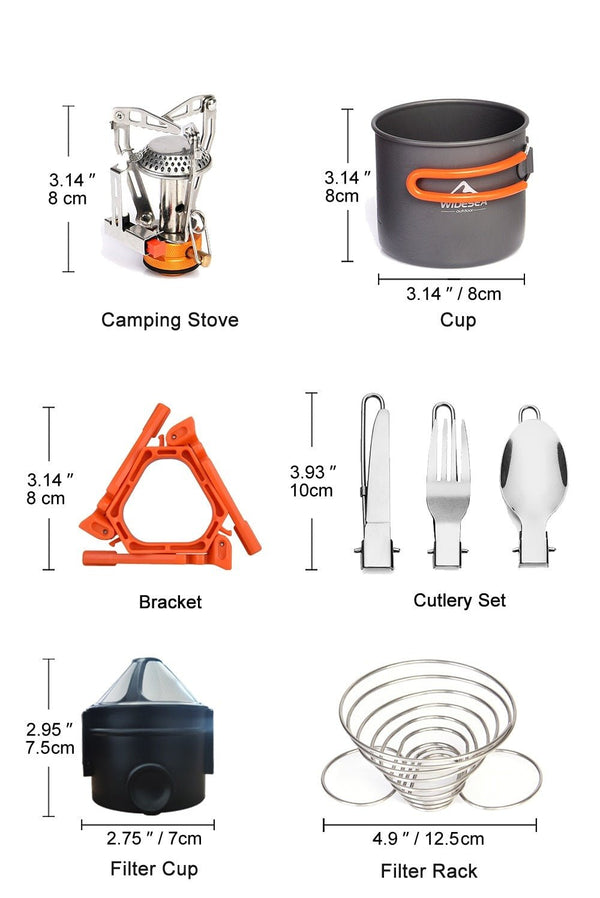Camping Cookware Set Outdoor Tableware Equipment Supplies Burner Stove Folding Knife Fork Portable Pot Suit Tourism Cup - Vimost Shop