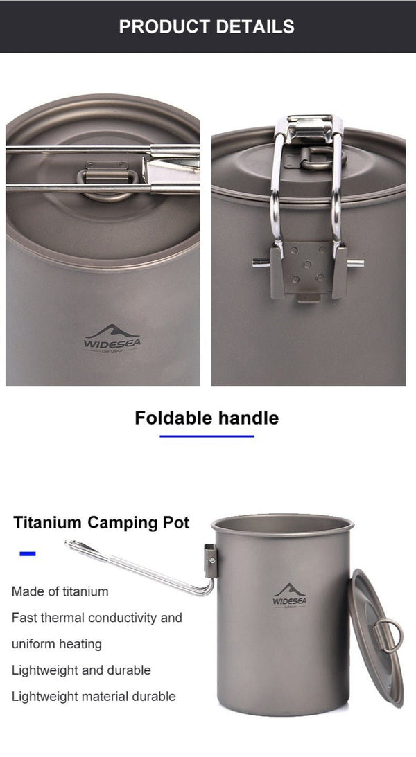 Camping Cookware Titanium Tableware Tourist Pot Outdoor Cooking Cup Kitchen Picnic Utensils Backpack Hiking Trekking - Vimost Shop