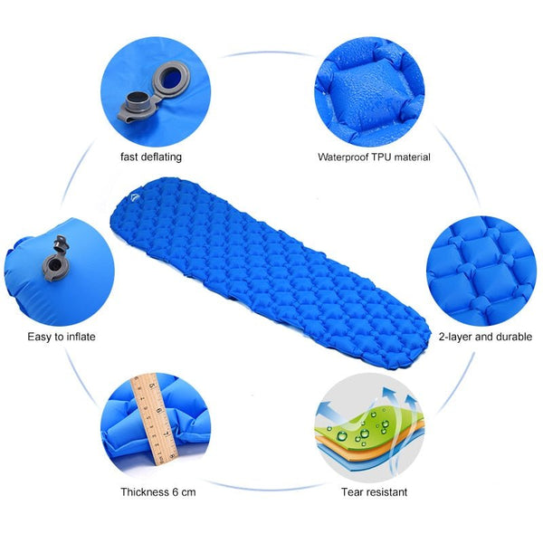 Camping Inflatable Mattress In Tent Folding Camp Bed Sleeping Pad Picnic Blanket Travel Air Mat Camping Equipment - Vimost Shop