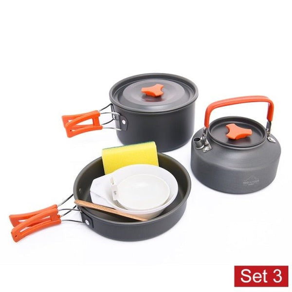 Camping Outdoor Cookware Set Tableware Cooking Cutlery Utensils Hiking Picnic Travel Equipment Tourist Cooker Fishing - Vimost Shop