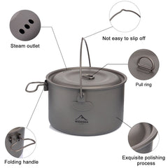 Camping Tableware Titanium Cookware set tourism cauldron Outdoor Cooking Pot Picnic Kitchen Hiking Trekking - Vimost Shop