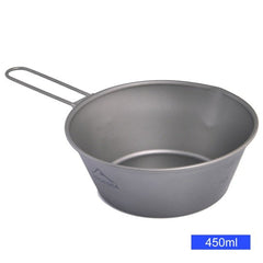 Camping Titanium Bowl Tableware Cookware Foldable Handle Outdoor Cup Tourism Pot Hiking Backpacking Picnic Fishing - Vimost Shop