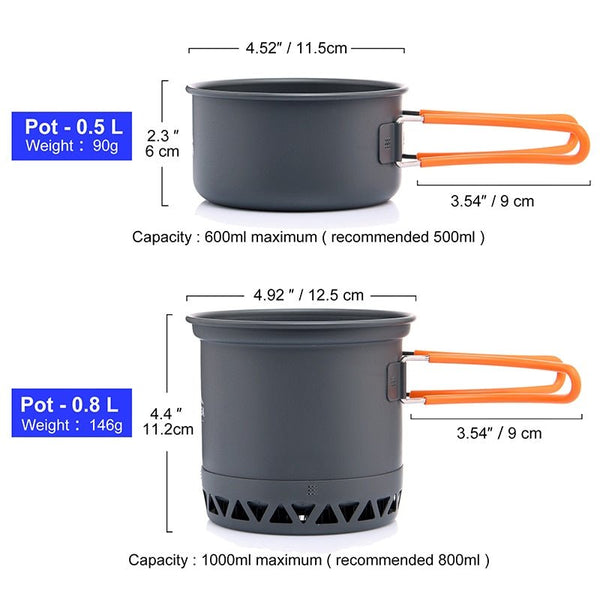 Camping Ultra-light Cookware Pots Set Gas Burner Stove Cook Cup Outdoor Travel Tableware Spoon Fork Knife Picnic kitchen - Vimost Shop