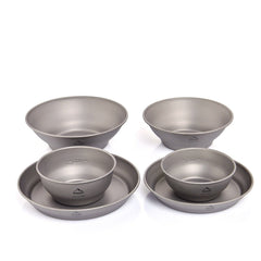 Camping Ultralight Titanium Bowl Plate Pan Tableware Set Multi Size Salad BBQ Dish Outdoor Dinner Travel Cookware Cup - Vimost Shop