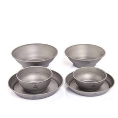 Camping Ultralight Titanium Bowl Plate Pan Tableware Set Multi Size Salad BBQ Dish Outdoor Dinner Travel Cookware Cup