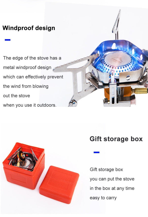 Camping Wind Proof Gas Burner Outdoor Strong Fire Stove Heater Tourism Equipment Supplies Tourist Kitchen Survival Trips - Vimost Shop