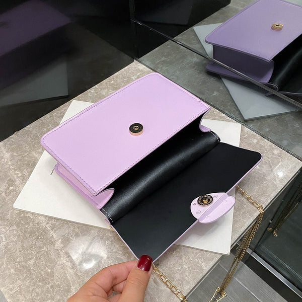 Candy Color Thick Chain PU Leather Crossbody Bags For Women Elegant Shoulder Handbags Female Travel Cross Body Bag - Vimost Shop