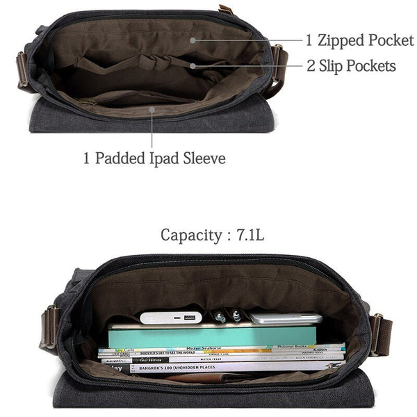 Canvas Messenger Bag for Men Women Crossbody Bags Shoulder Bag Laptop Briefcase Luxury PU Leather Bags Outdoor Travel Bag - Vimost Shop
