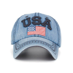 Caps For Men Women Retro USA Flag Embroidery Denim Baseball Cap Summer Strapback Casquette Hip Hop Hat Couples Snapback - Vimost Shop