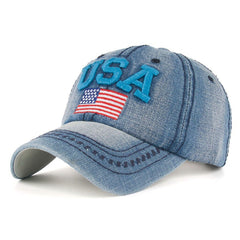 Caps For Men Women Retro USA Flag Embroidery Denim Baseball Cap Summer Strapback Casquette Hip Hop Hat Couples Snapback - Vimost Shop