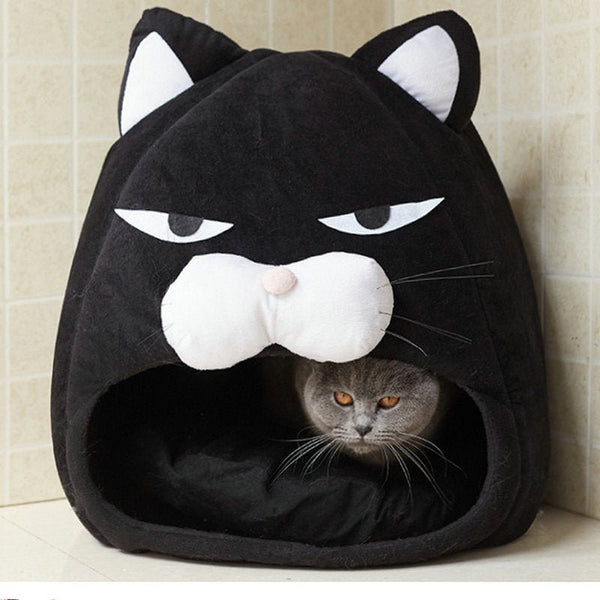 Cartoon Cat bed Fleece Lovely Pet House for Puppy Cat Warm Soft Cat cave tent waterproof Bottom Sleep bag Cat Supplies - Vimost Shop