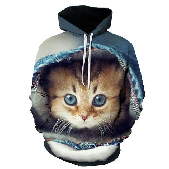 Cartoon kawaii hoodies 3D Printed Cat oversize Mens women's Sweatshirt Pullover Long Sleeve Hooded Sweatshirts Tops - Vimost Shop