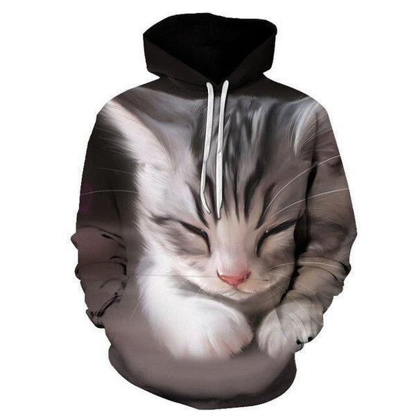 Cartoon kawaii hoodies 3D Printed Cat oversize Mens women's Sweatshirt Pullover Long Sleeve Hooded Sweatshirts Tops - Vimost Shop
