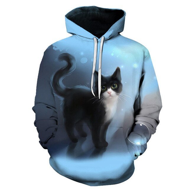 Cartoon kawaii hoodies 3D Printed Cat oversize Mens women's Sweatshirt Pullover Long Sleeve Hooded Sweatshirts Tops - Vimost Shop