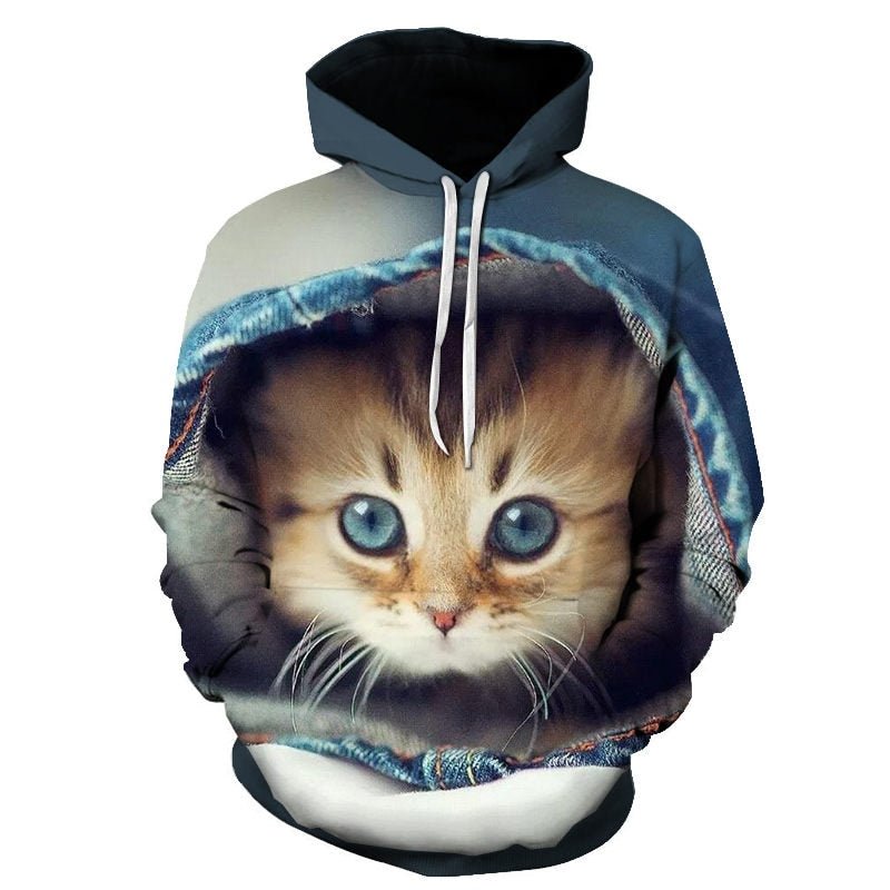 Cartoon kawaii hoodies 3D Printed Cat oversize Mens women's Sweatshirt Pullover Long Sleeve Hooded Sweatshirts Tops - Vimost Shop