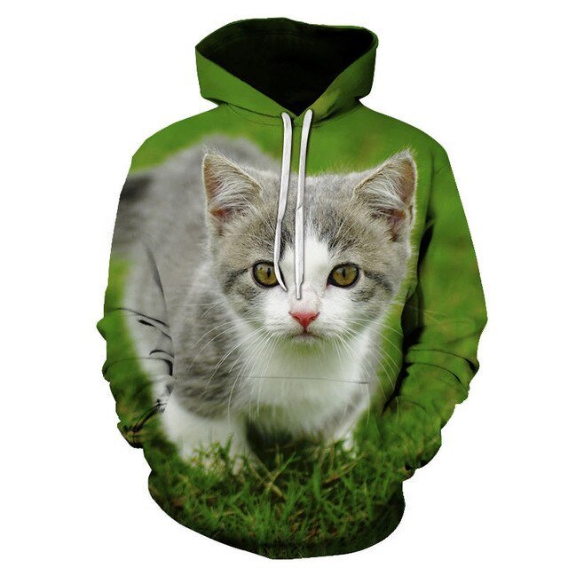 Cartoon kawaii hoodies 3D Printed Cat oversize Mens women's Sweatshirt Pullover Long Sleeve Hooded Sweatshirts Tops - Vimost Shop
