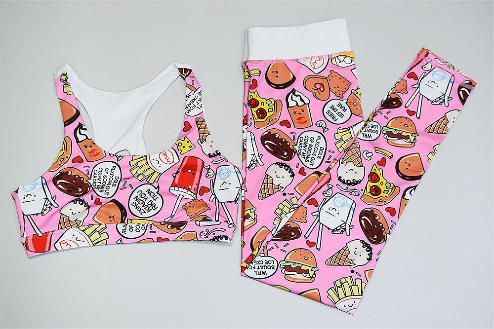 Cartoon Print Yoga Fitness Suits Tank Crop Top High Waist Pants Sportswear Fitness Tracksuit Running Sports Gym Workout Clothes - Vimost Shop