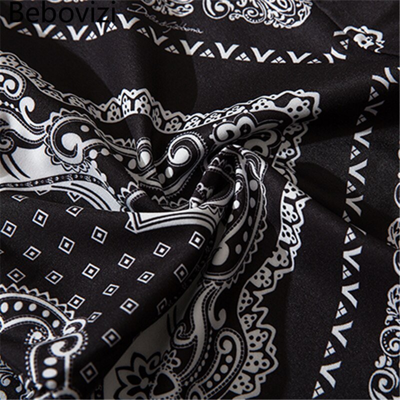 Cashew Flowers Print Shirt Mens Casual Loose Hip Hop Black Tops Long Sleeve Hawaiian Shirt Camisas Korean - Vimost Shop