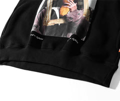 Casual Funny Mona Lisa Smoking Print Yellow Hoodies Tops Hip Hop Sweatshirts Pullover Hooded Streetwear Fleece Hoodie - Vimost Shop