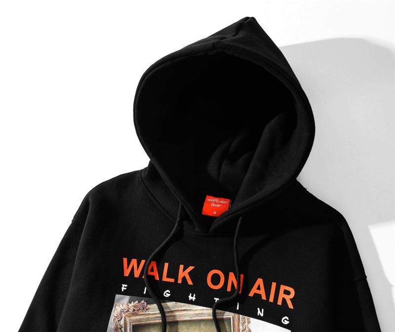 Casual Funny Mona Lisa Smoking Print Yellow Hoodies Tops Hip Hop Sweatshirts Pullover Hooded Streetwear Fleece Hoodie - Vimost Shop