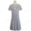 Casual Solid Color with Back Cross Shift Dresses Summer Straight Loose Women Dress - Vimost Shop