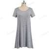 Casual Solid Color with Back Cross Shift Dresses Summer Straight Loose Women Dress - Vimost Shop