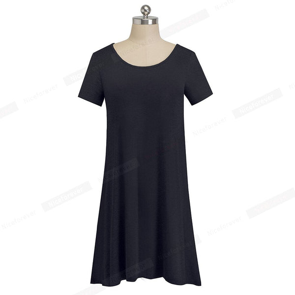 Casual Solid Color with Back Cross Shift Dresses Summer Straight Loose Women Dress - Vimost Shop