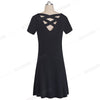 Casual Solid Color with Back Cross Shift Dresses Summer Straight Loose Women Dress - Vimost Shop