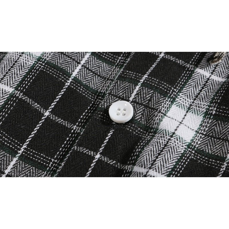 Casual Streetwear Yellow Plaid Shirt Hip Hop Men Hoodies Shirt Long Sleeve Cotton Men Clothing Camisa Masculina - Vimost Shop