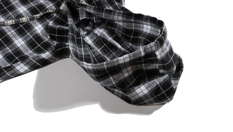 Casual Streetwear Yellow Plaid Shirt Hip Hop Men Hoodies Shirt Long Sleeve Cotton Men Clothing Camisa Masculina - Vimost Shop