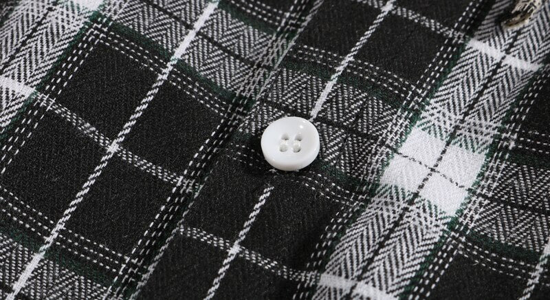 Casual Streetwear Yellow Plaid Shirt Hip Hop Men Hoodies Shirt Long Sleeve Cotton Men Clothing Camisa Masculina - Vimost Shop