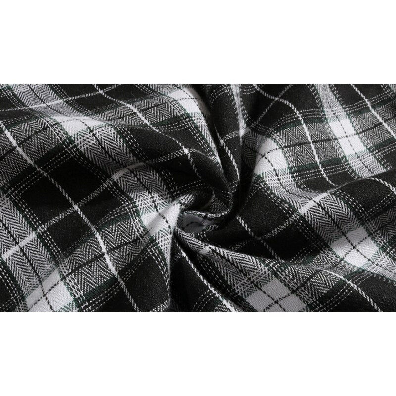 Casual Streetwear Yellow Plaid Shirt Hip Hop Men Hoodies Shirt Long Sleeve Cotton Men Clothing Camisa Masculina - Vimost Shop