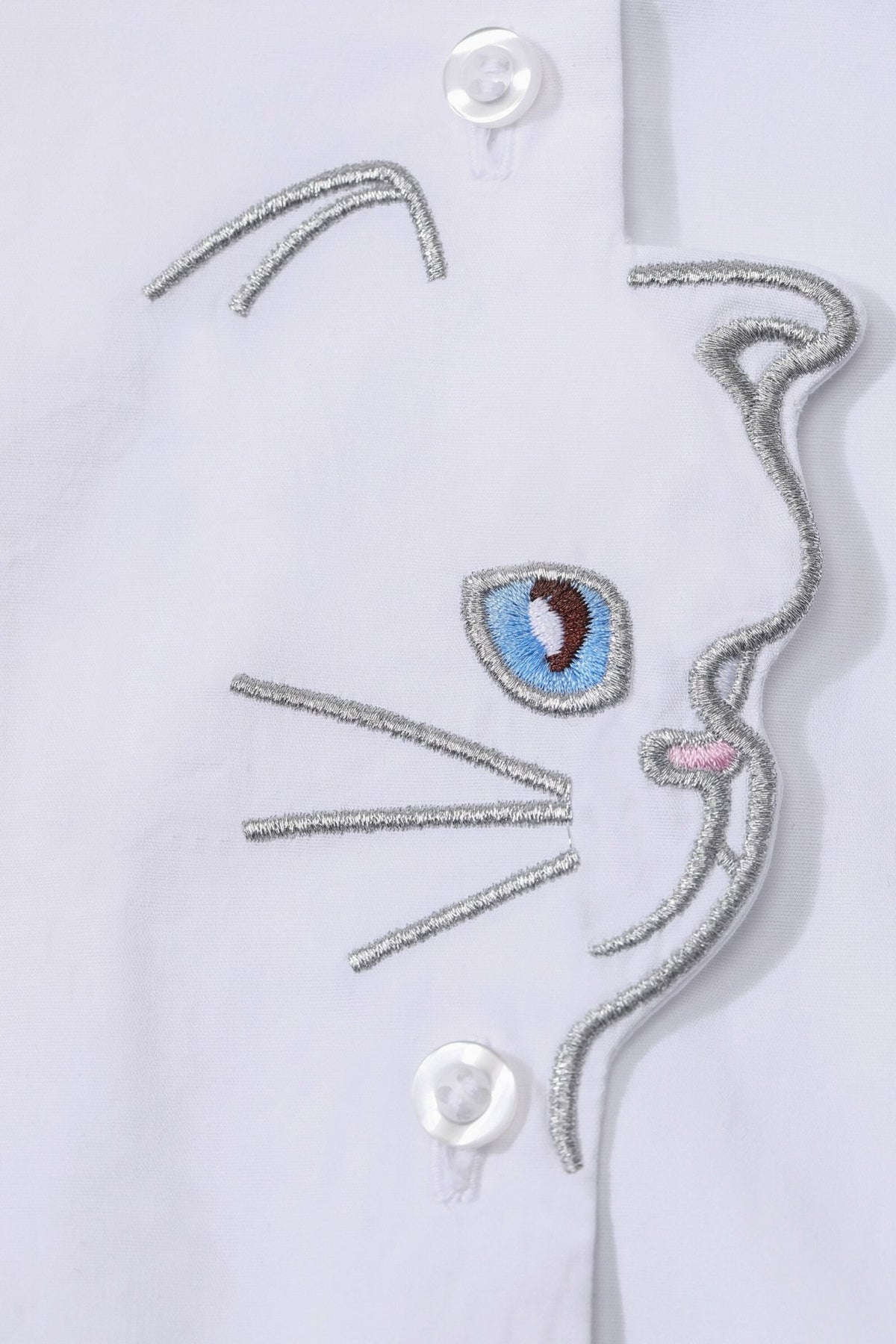 Cat Embroidery Pullover Casual 2-IN-1 Shirt Women,Spring Stylish Vintage Full Sleeve Korean Ladeis Daily Top - Vimost Shop