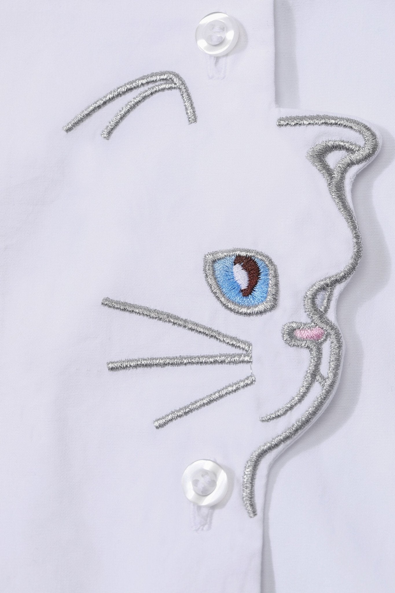Cat Embroidery Pullover Casual 2-IN-1 Shirt Women,Spring Stylish Vintage Full Sleeve Korean Ladeis Daily Top - Vimost Shop