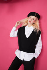Cat Embroidery Pullover Casual 2-IN-1 Shirt Women,Spring Stylish Vintage Full Sleeve Korean Ladeis Daily Top - Vimost Shop