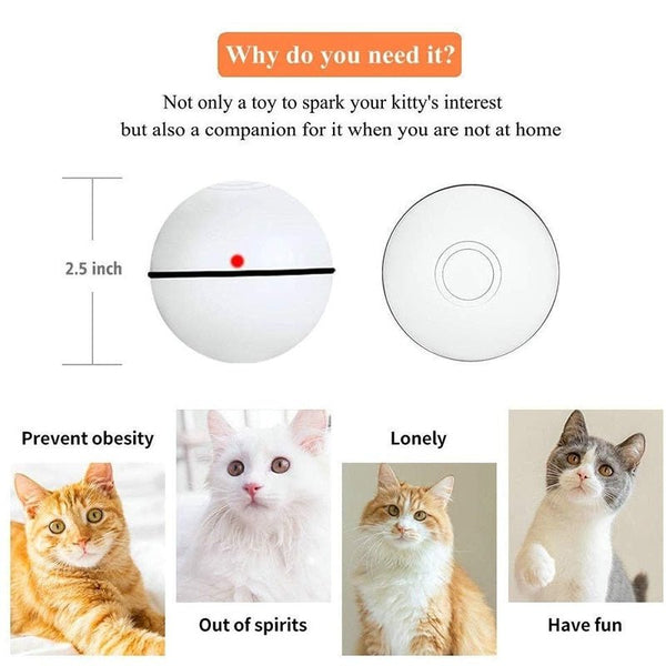 Cat Smart Jumping Ball USB Electric Pet Toys Magic Roller Ball Cat LED Rolling Flash Ball Automatic Rotating Toy For Pet Kids - Vimost Shop