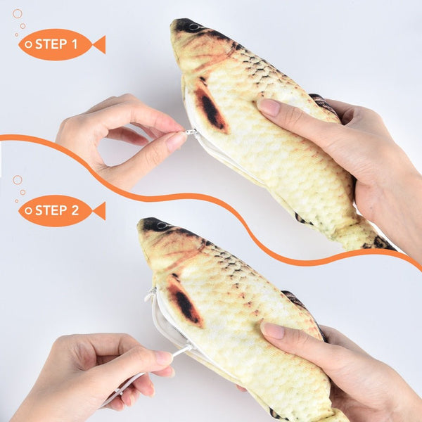 Cat Toy Electric Wagging Fish Simulation Fish Kitten Chewing Biting Kicking Playing Toys Catnip Stuffed Cat Interactive Toy - Vimost Shop