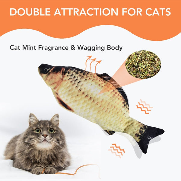 Cat Toy Electric Wagging Fish Simulation Fish Kitten Chewing Biting Kicking Playing Toys Catnip Stuffed Cat Interactive Toy - Vimost Shop