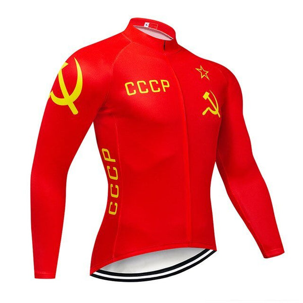 CCCP Cycling Jersey 9D Bib Set MTB Uniform Red Bike Clothing Spring/Autumn Quick Dry Bicycle Clothes Mens Long Cycling Wear - Vimost Shop