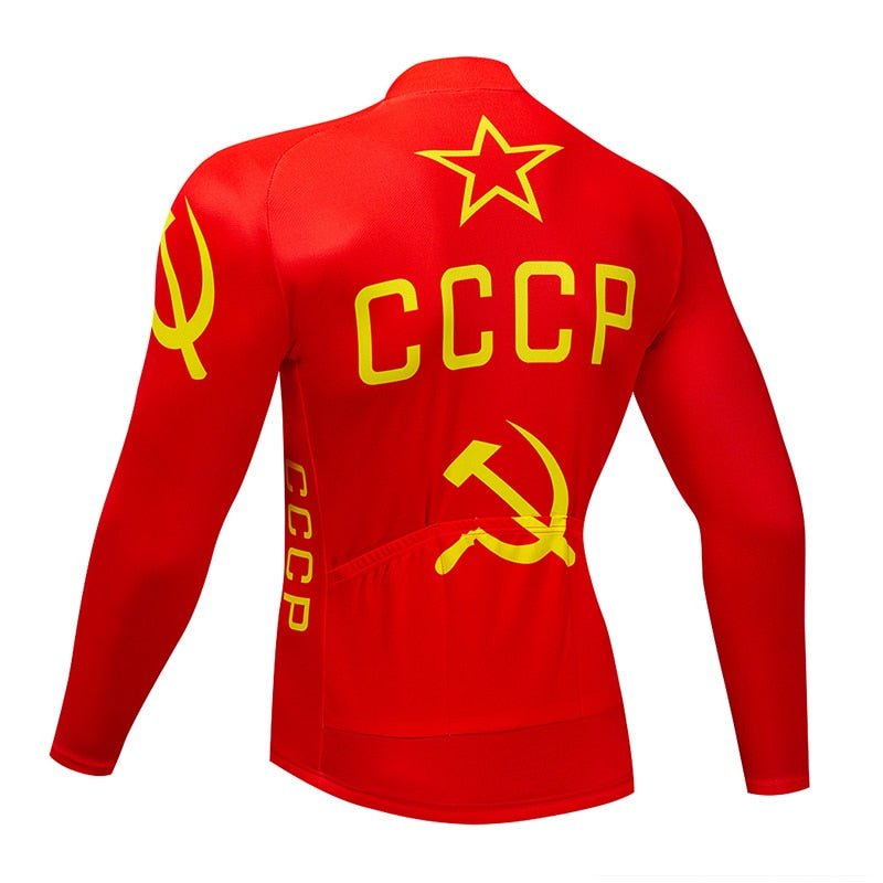 CCCP Cycling Jersey 9D Bib Set MTB Uniform Red Bike Clothing Spring/Autumn Quick Dry Bicycle Clothes Mens Long Cycling Wear - Vimost Shop