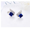 Cdyle 925 Silver Jewelry Wedding Bridal Engagement Earrings with Shiny Cubic Zircon Geometric Blue Crystal Earrings for Women - Vimost Shop