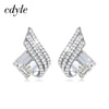 Cdyle 925 Silver Jewelry Wedding Bridal Engagement Earrings with Shiny Cubic Zircon Geometric Blue Crystal Earrings for Women - Vimost Shop