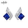 Cdyle 925 Silver Jewelry Wedding Bridal Engagement Earrings with Shiny Cubic Zircon Geometric Blue Crystal Earrings for Women - Vimost Shop