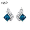 Cdyle 925 Silver Jewelry Wedding Bridal Engagement Earrings with Shiny Cubic Zircon Geometric Blue Crystal Earrings for Women - Vimost Shop