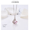 Cdyle Women Geometry Shape Pendant Necklace with Pink Zircon 925 Sterling Silver Wedding Party Ladies Jewelry Gift 5 Colors - Vimost Shop