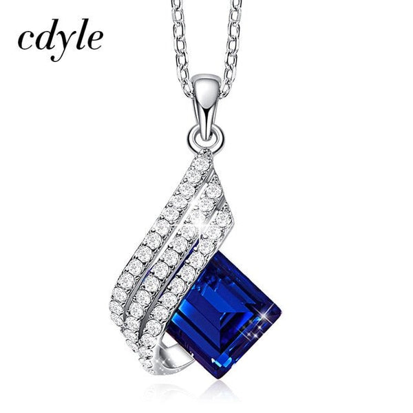 Cdyle Women Geometry Shape Pendant Necklace with Pink Zircon 925 Sterling Silver Wedding Party Ladies Jewelry Gift 5 Colors - Vimost Shop