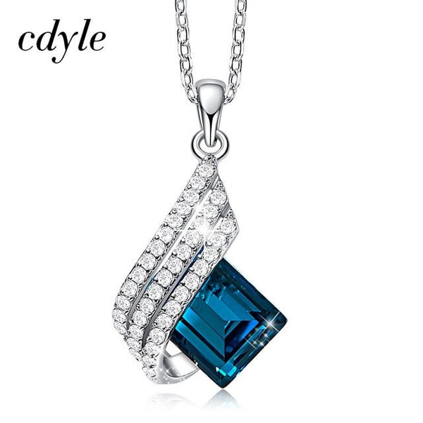 Cdyle Women Geometry Shape Pendant Necklace with Pink Zircon 925 Sterling Silver Wedding Party Ladies Jewelry Gift 5 Colors - Vimost Shop