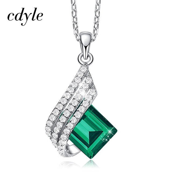 Cdyle Women Geometry Shape Pendant Necklace with Pink Zircon 925 Sterling Silver Wedding Party Ladies Jewelry Gift 5 Colors - Vimost Shop